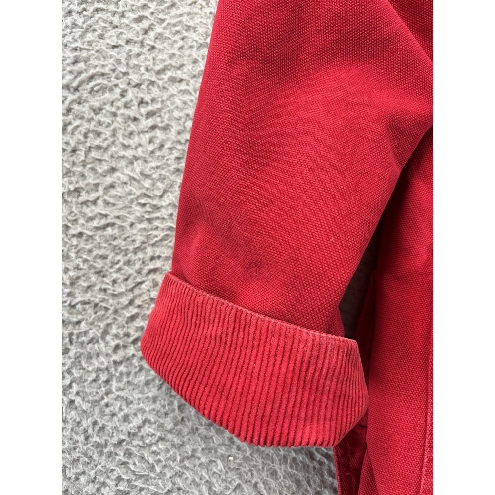 Vintage Abercrombie & Fitch Chore Coat Medium Red Corduroy Trim Oversized Lined - Picture 4 of 16